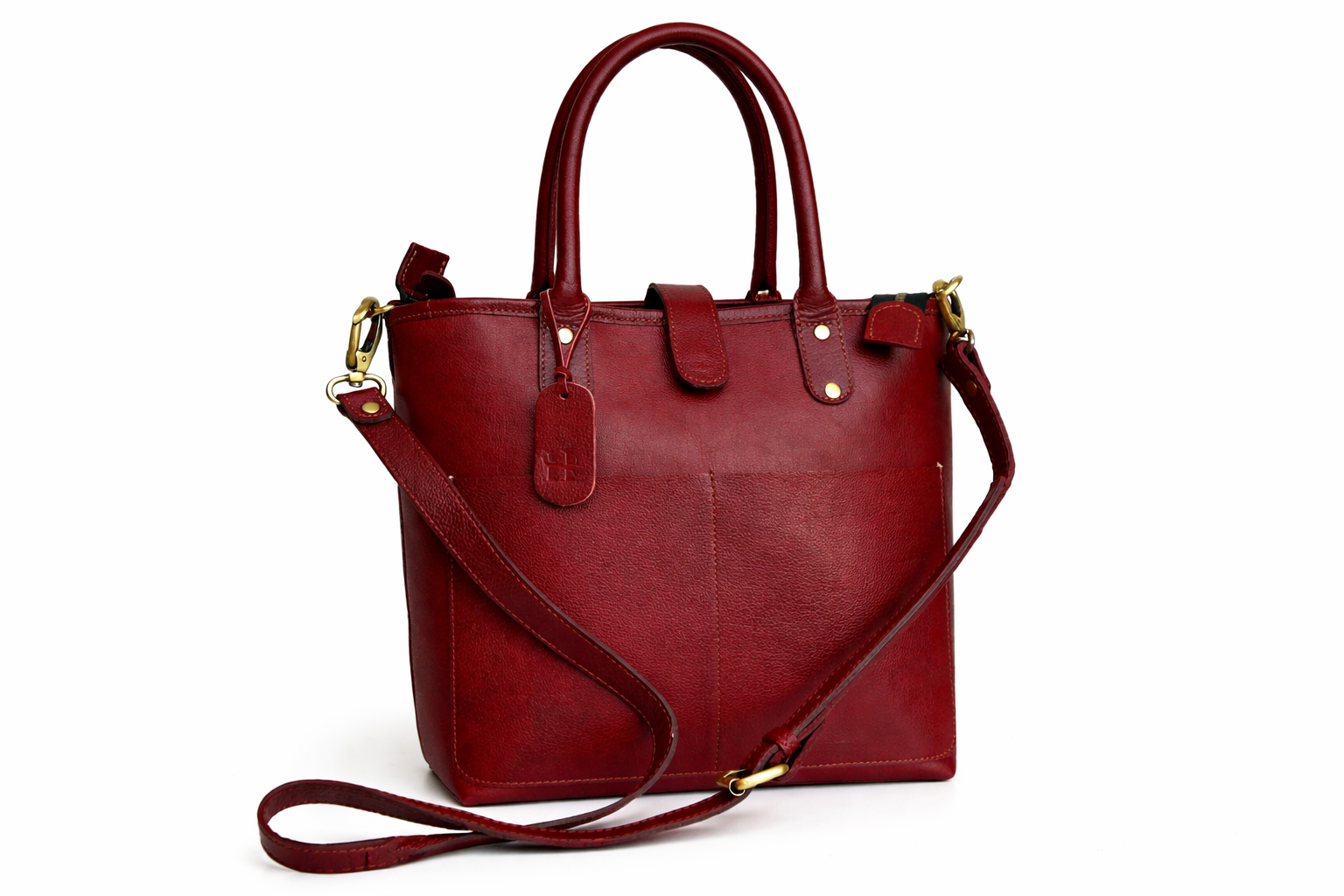 Burgundy Red Leather Tote Bag