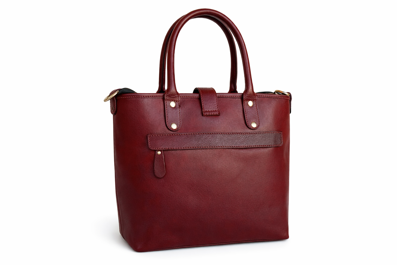 Burgundy Red Leather Tote Bag