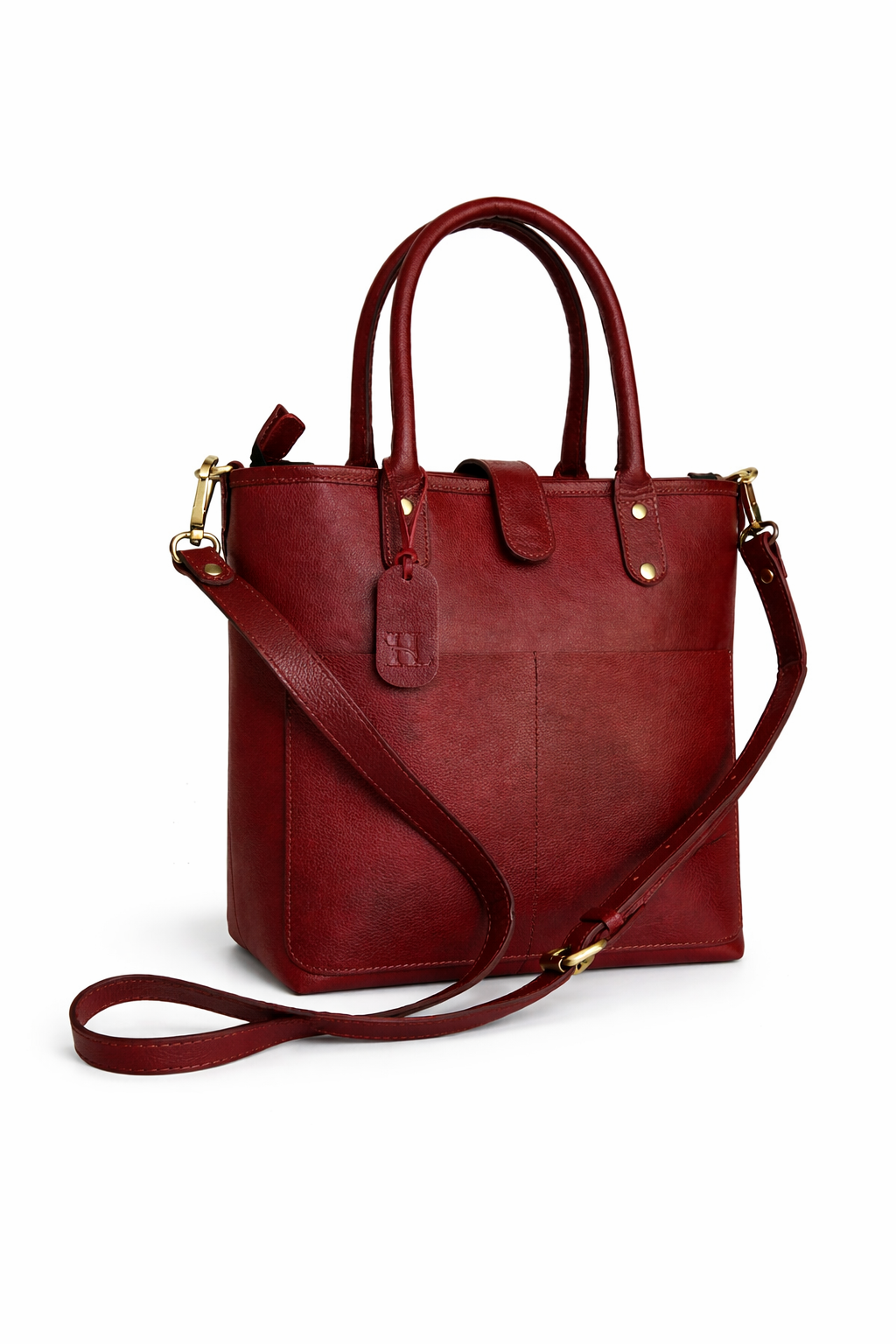 Burgundy Red Leather Tote Bag
