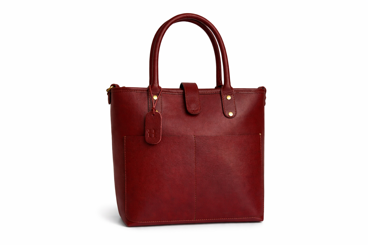 Burgundy Red Leather Tote Bag