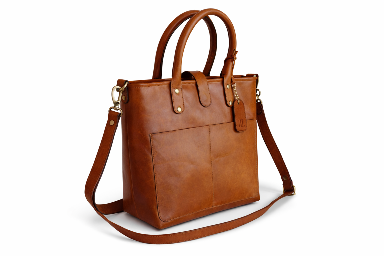 Cognac Tan Leather Tote Ladies Bag
