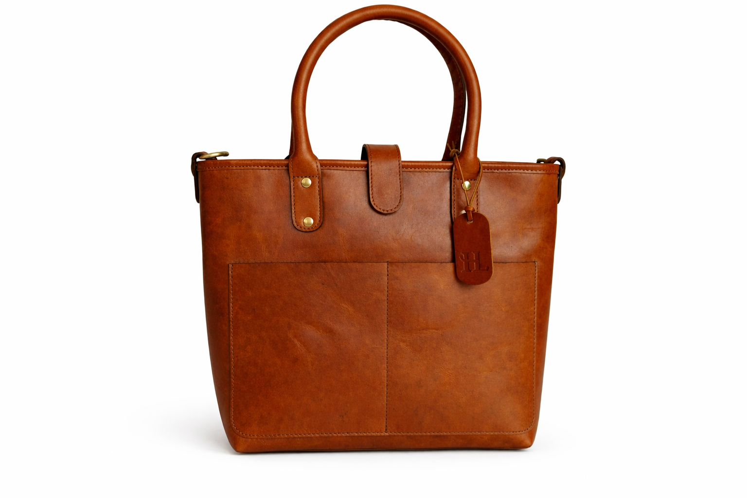 Cognac Tan Leather Tote Ladies Bag