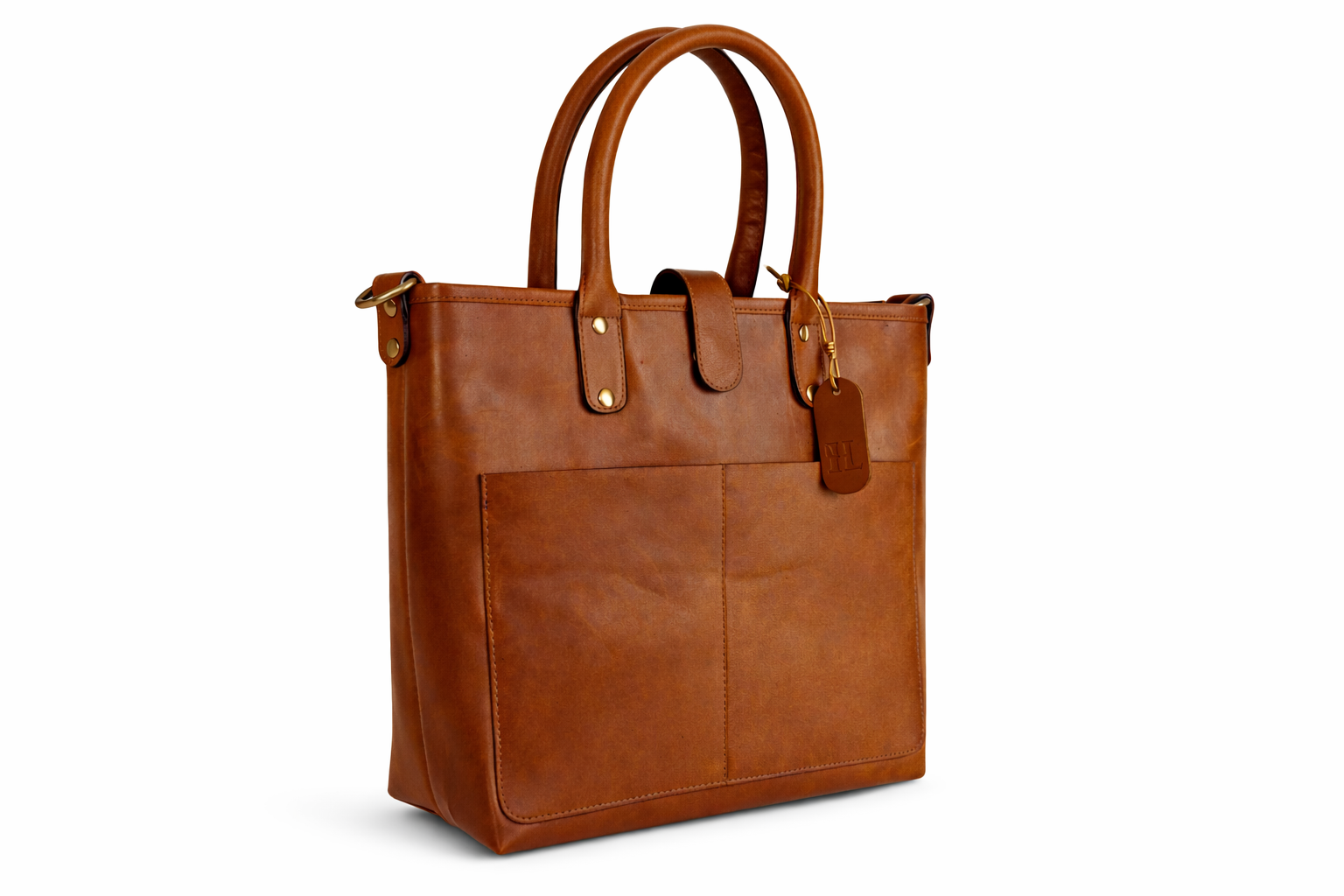 Cognac Tan Leather Tote Ladies Bag