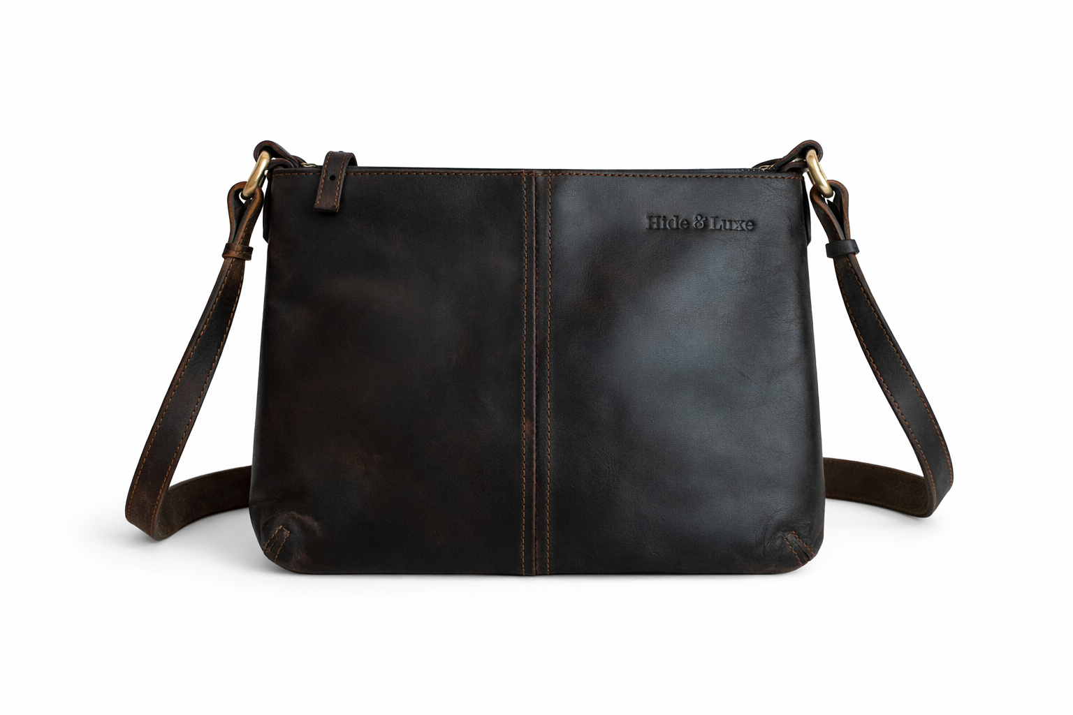 Espresso Brown Leather Crossbody Sling Bag