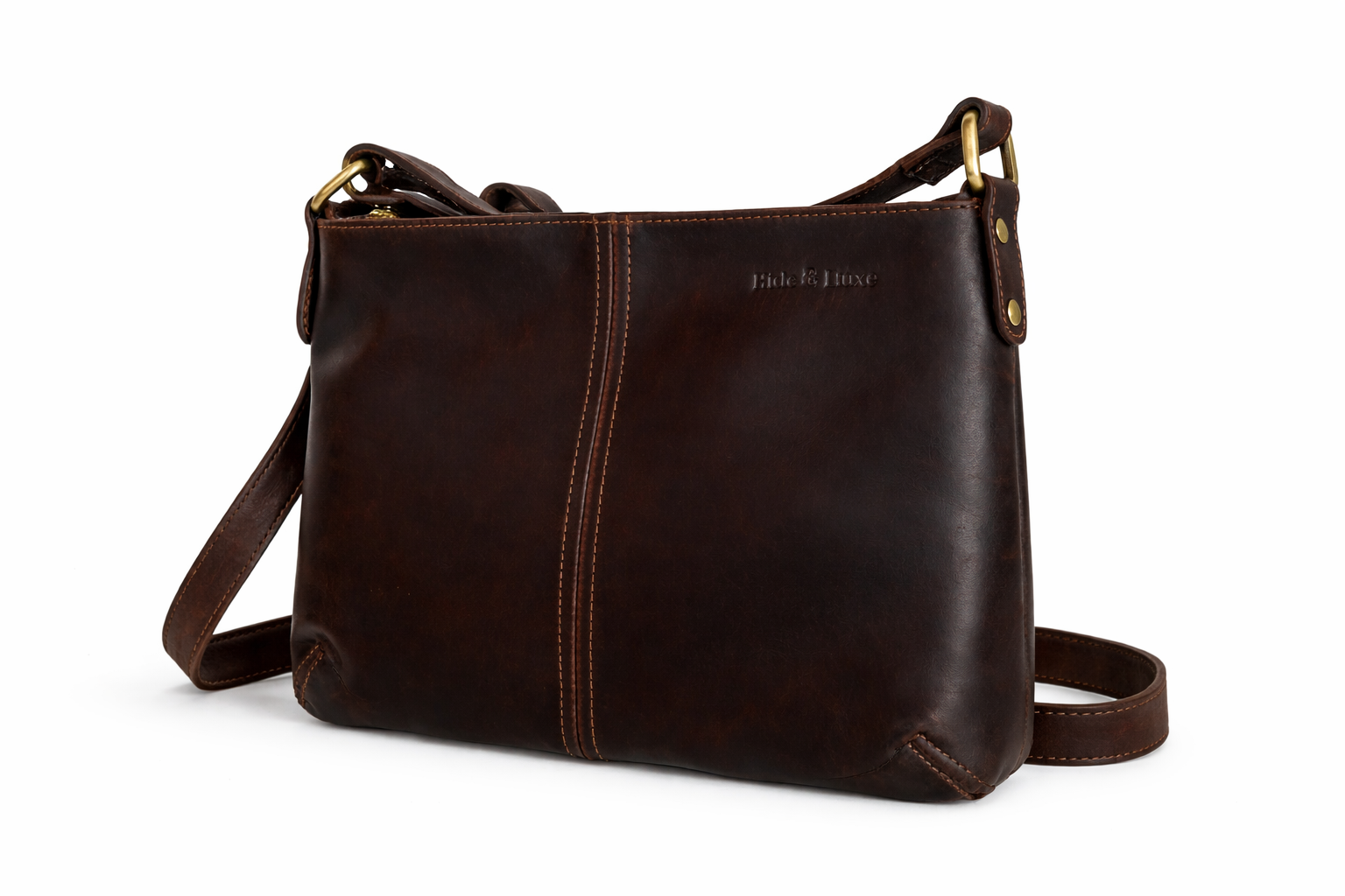 Espresso Brown Leather Crossbody Sling Bag