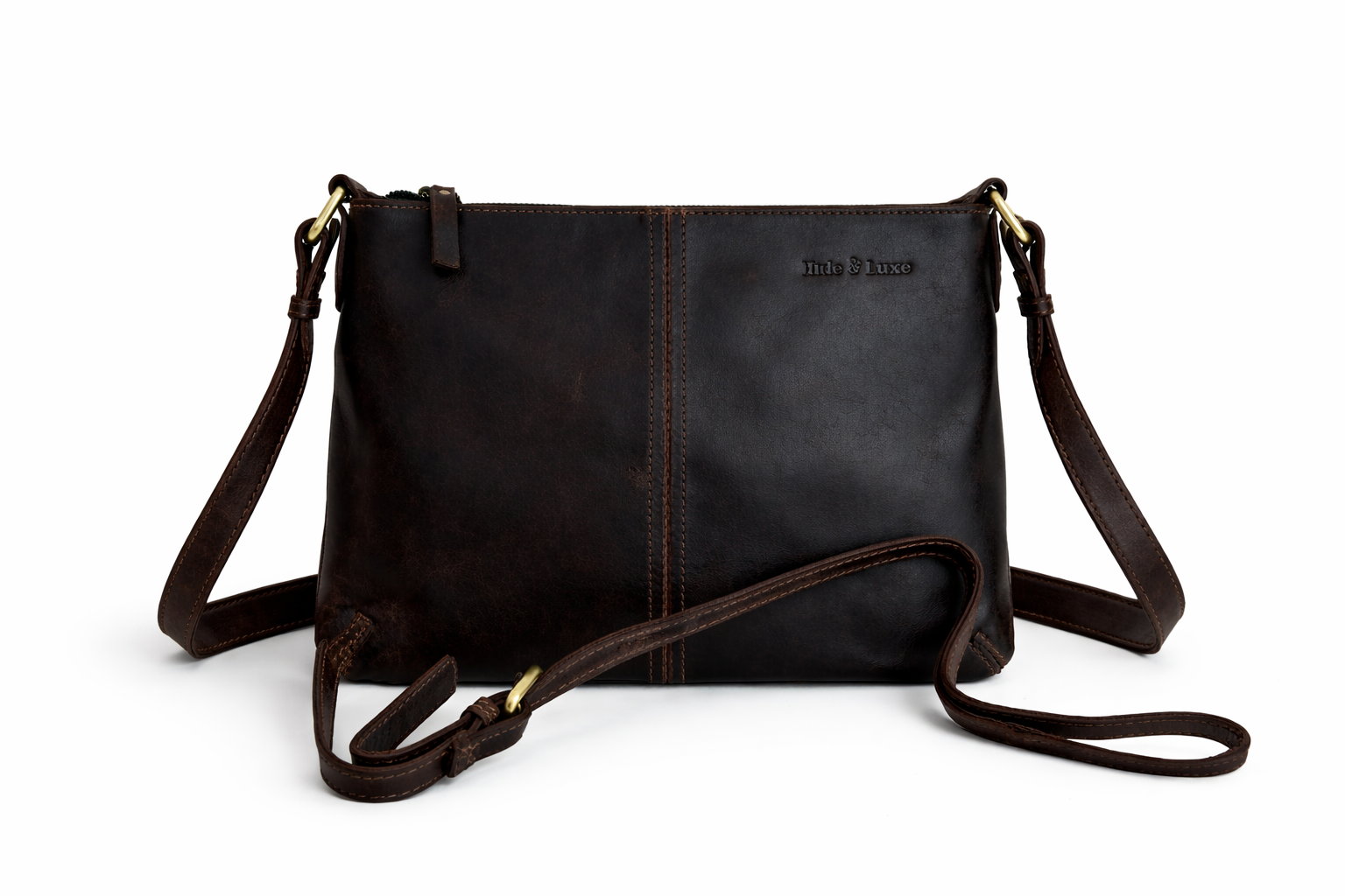 Espresso Brown Leather Crossbody Sling Bag