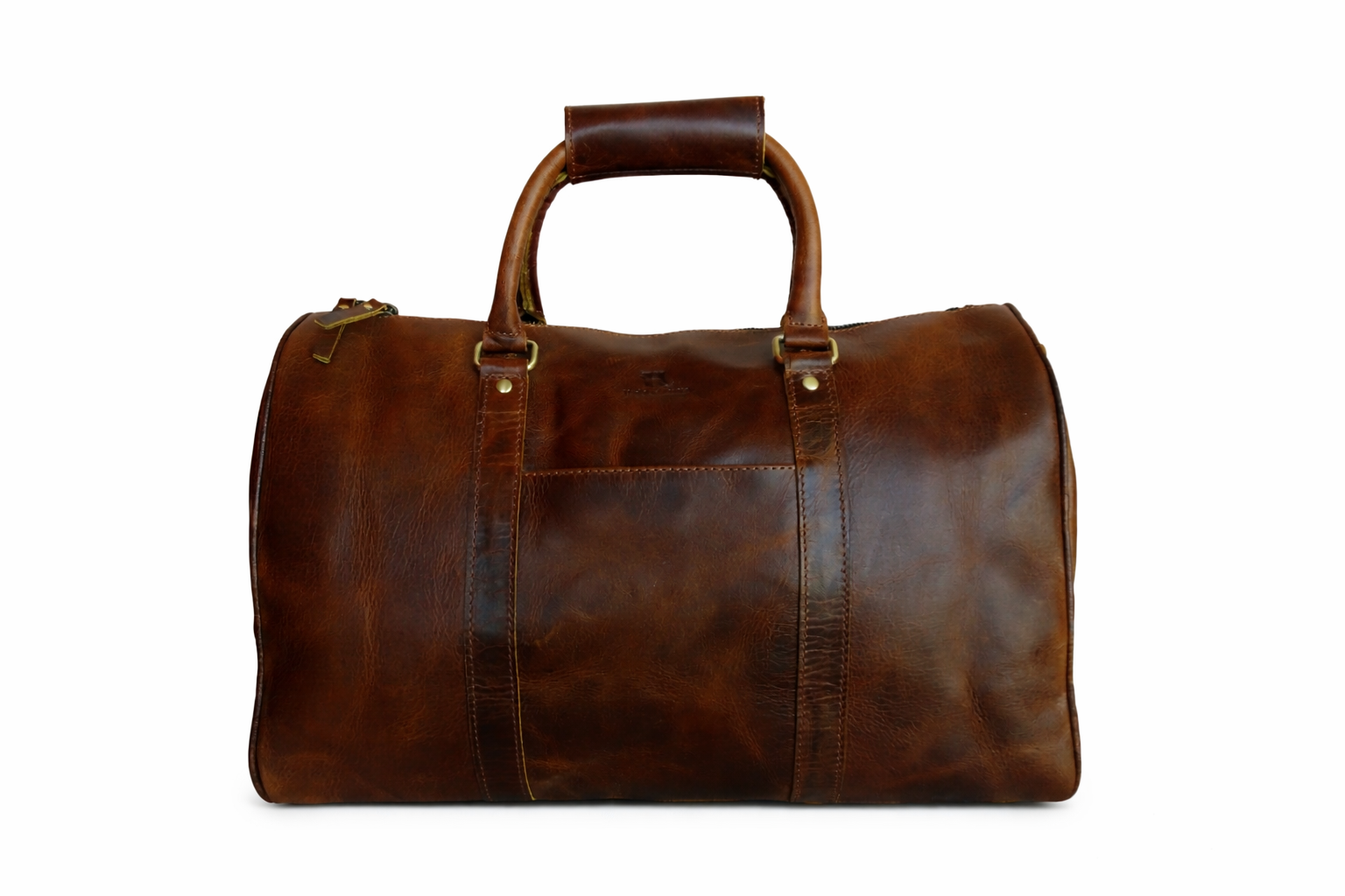 Gym Bag - Full Grain Genuine Hunter Brown Leather Bag