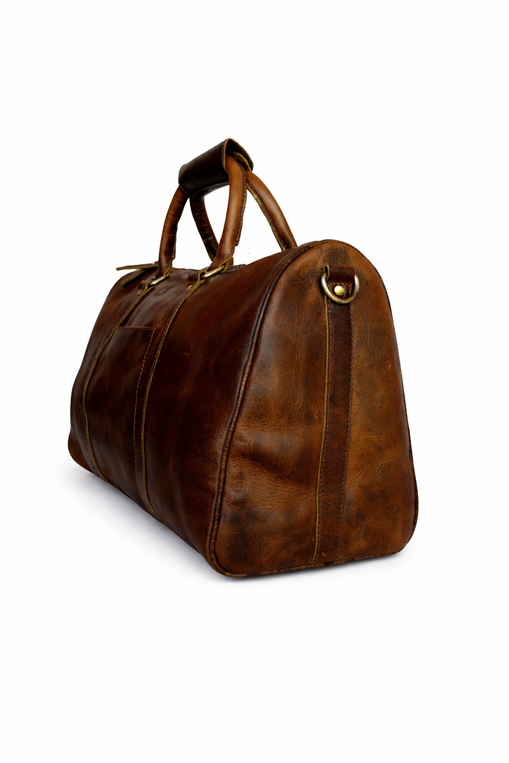 Gym Bag - Full Grain Genuine Hunter Brown Leather Bag