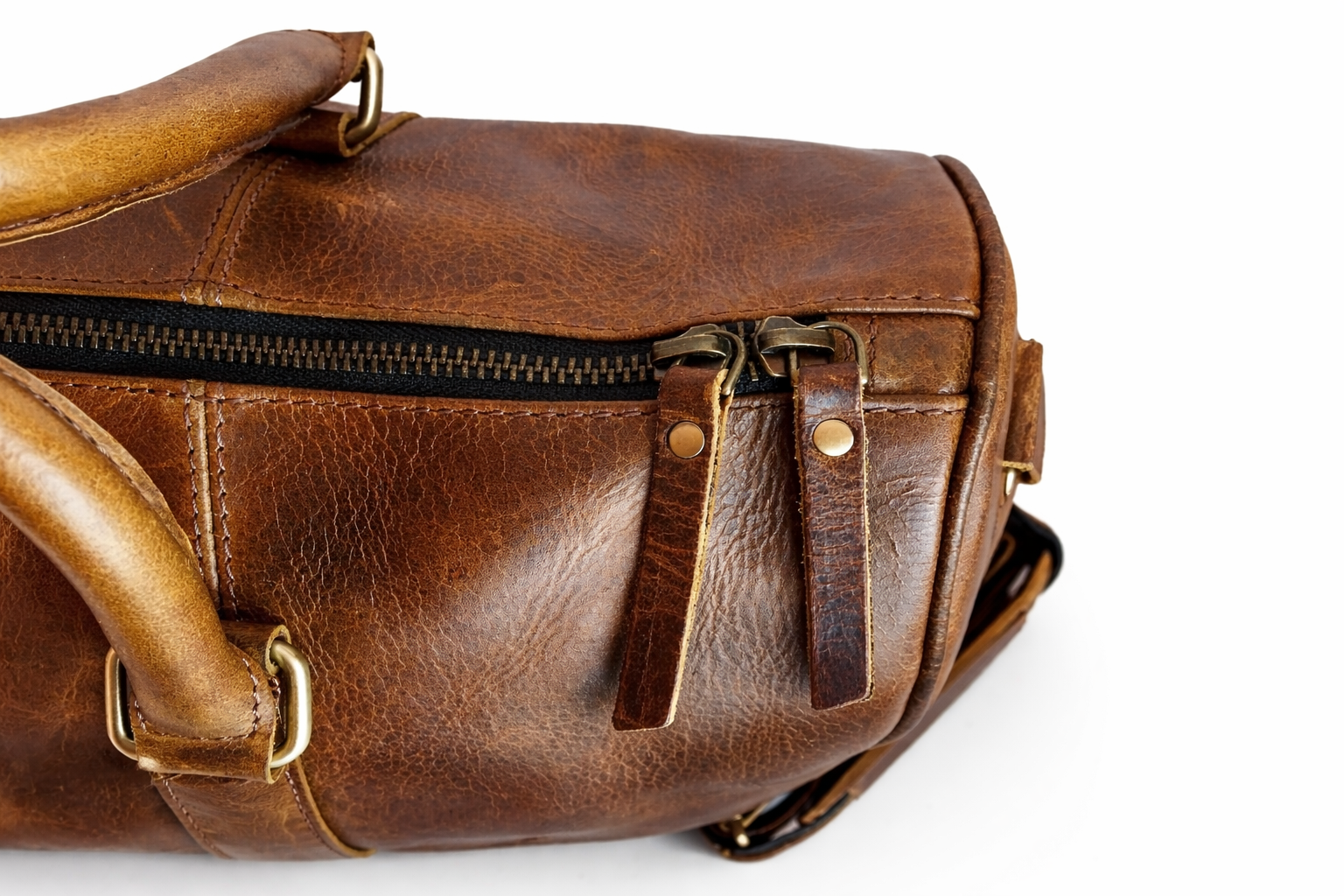 Gym Bag - Full Grain Genuine Hunter Brown Leather Bag