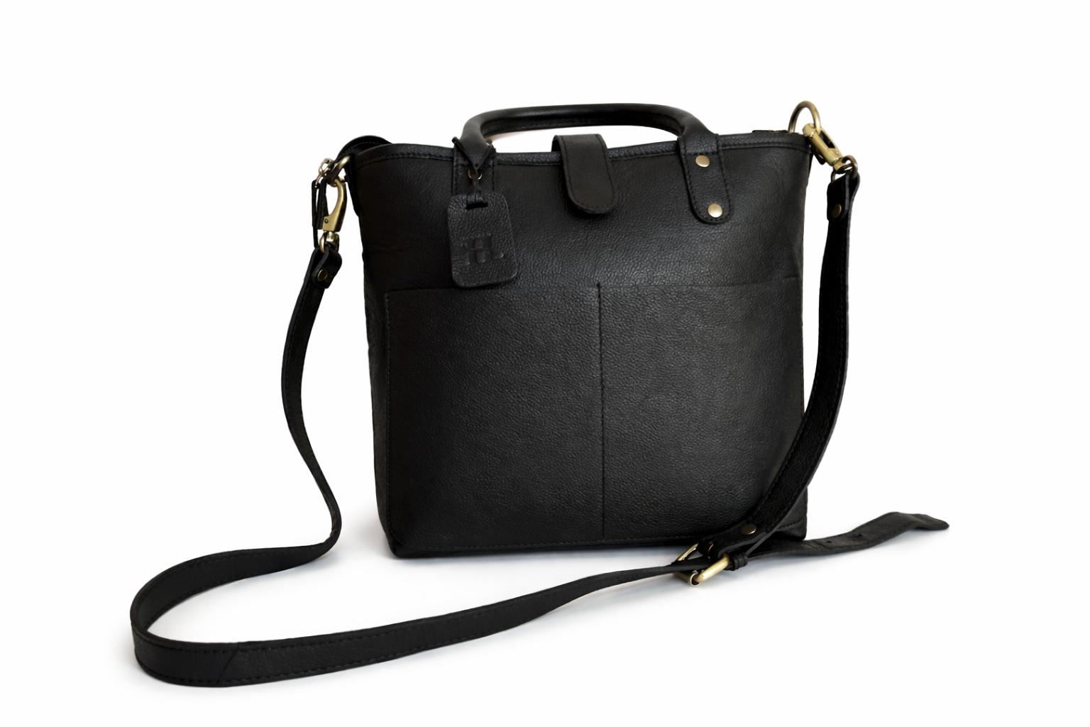 Classic Black Leather Tote Bag
