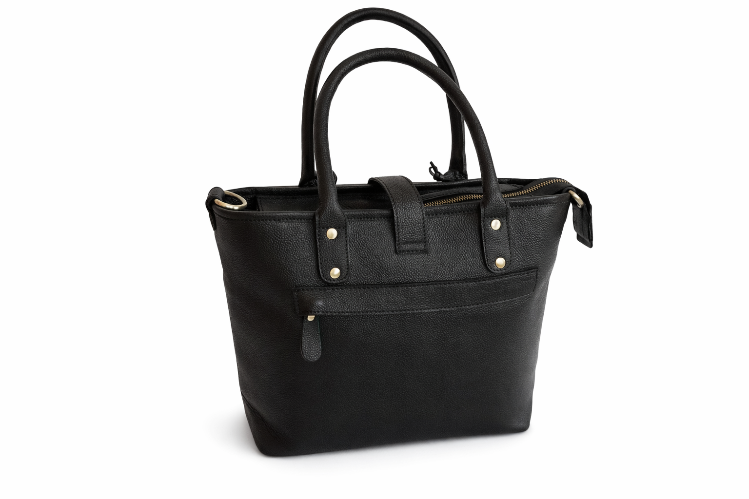 Classic Black Leather Tote Bag