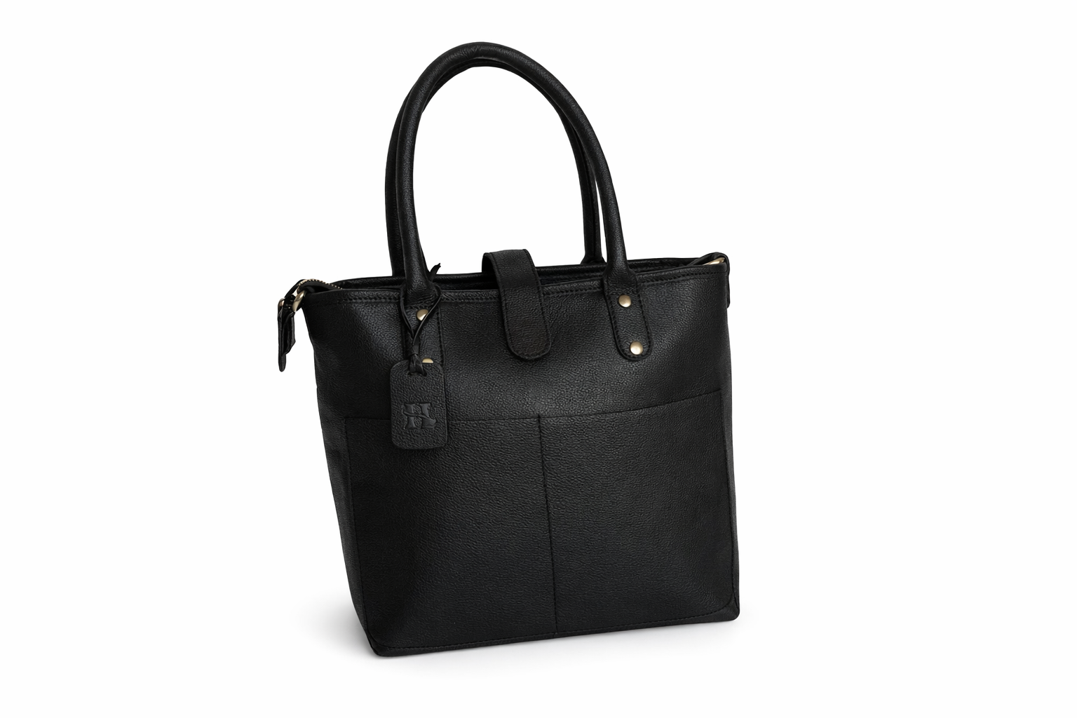 Classic Black Leather Tote Bag