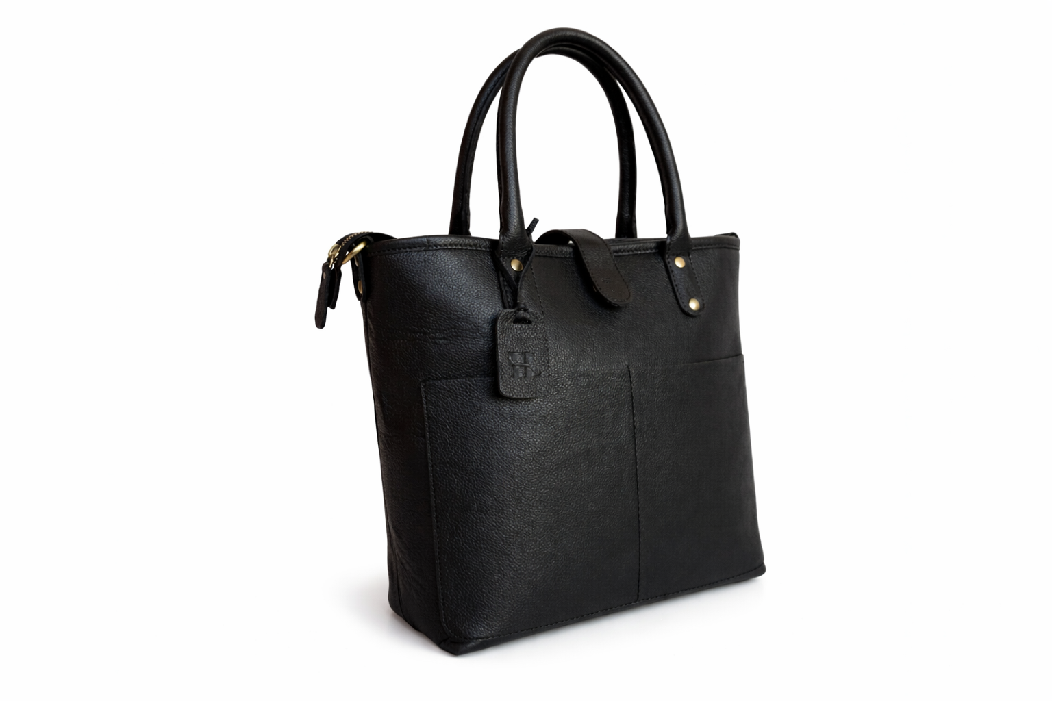 Classic Black Leather Tote Bag