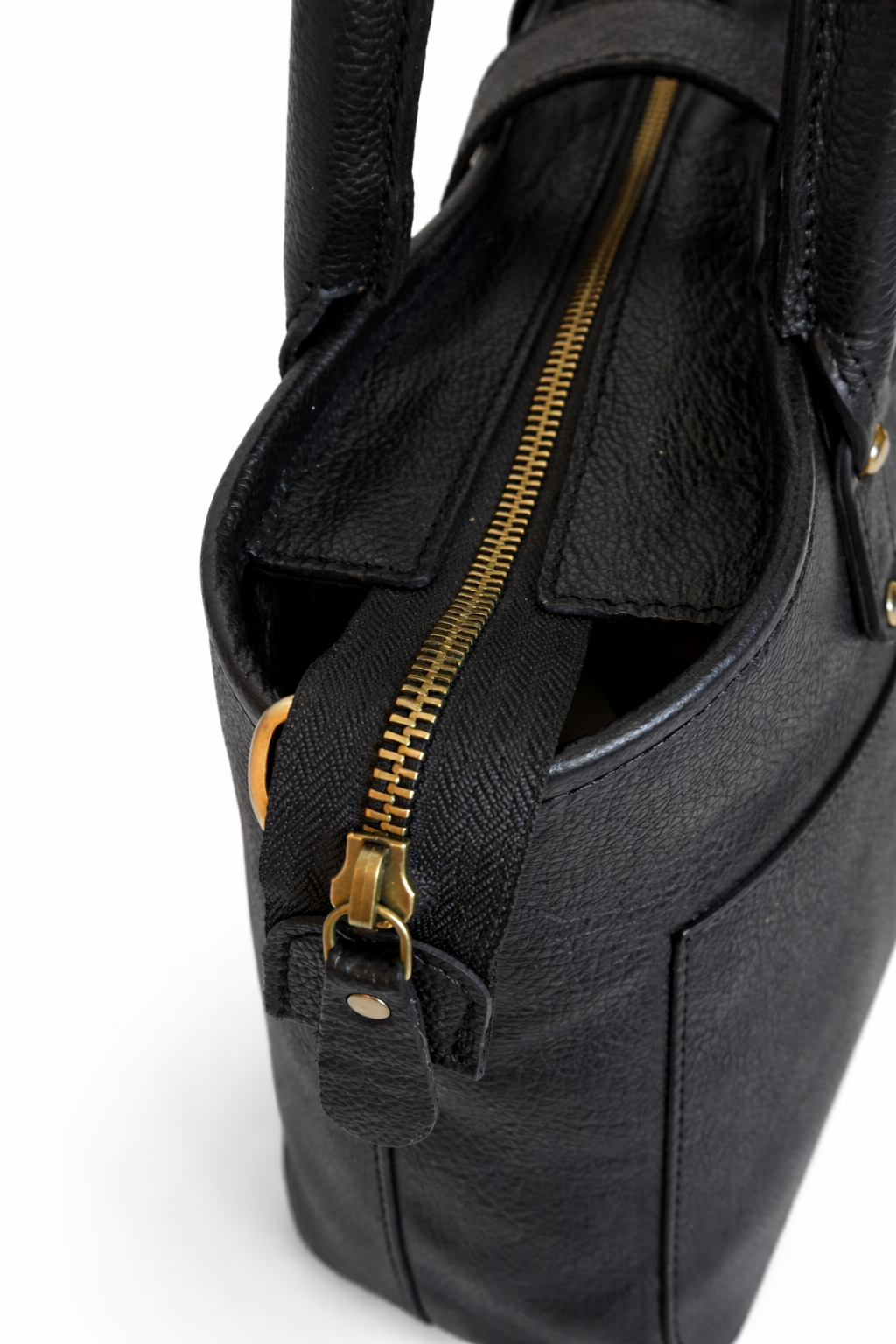 Classic Black Leather Tote Bag