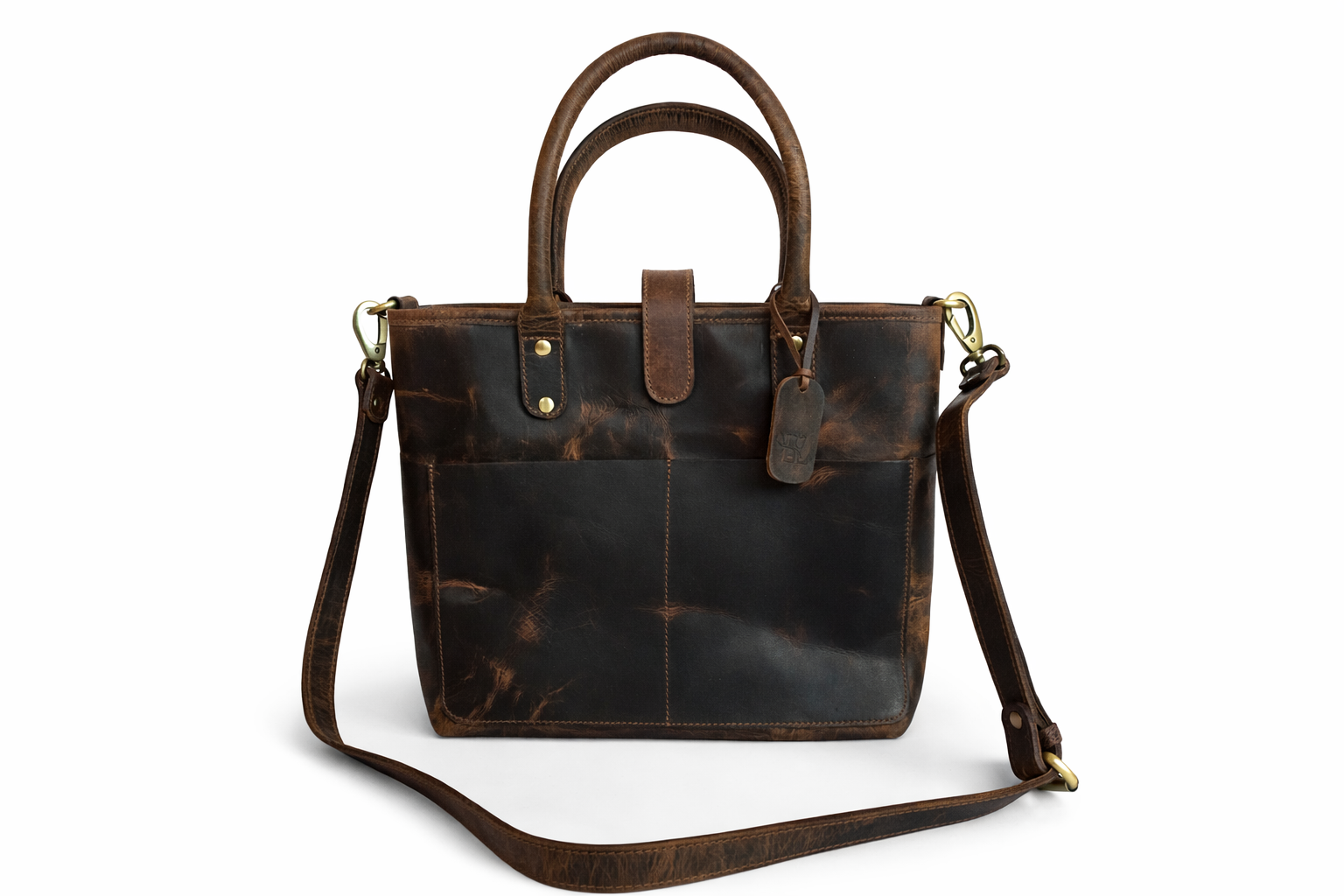 Vintage Hunter Brown Leather Tote Bag