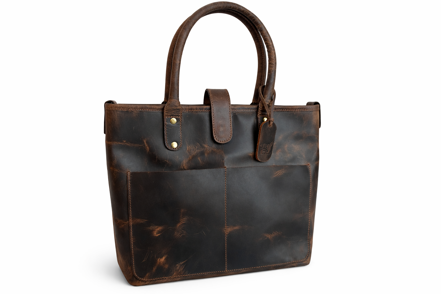 Vintage Hunter Brown Leather Tote Bag