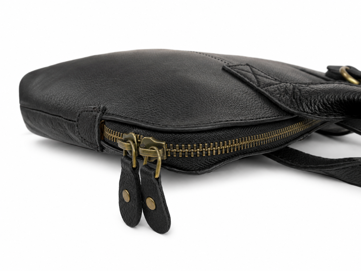 Laptop Bag – Black Glossy Leather - 13” MacBook Compatible