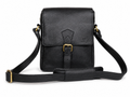 Classic Black Leather Crossbody Sling/Messenger Bag