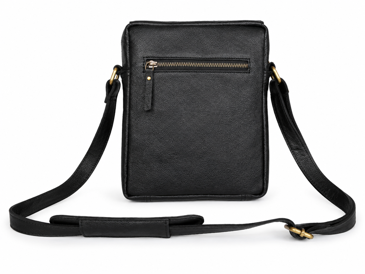 Classic Black Leather Crossbody Sling/Messenger Bag