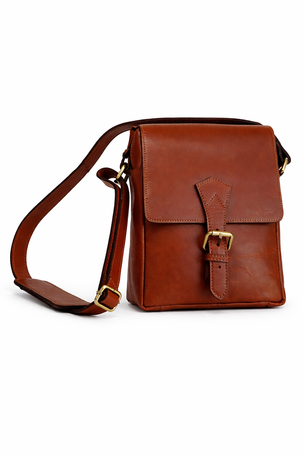 Cognac Tan Leather Crossbody Sling/Messenger Bag