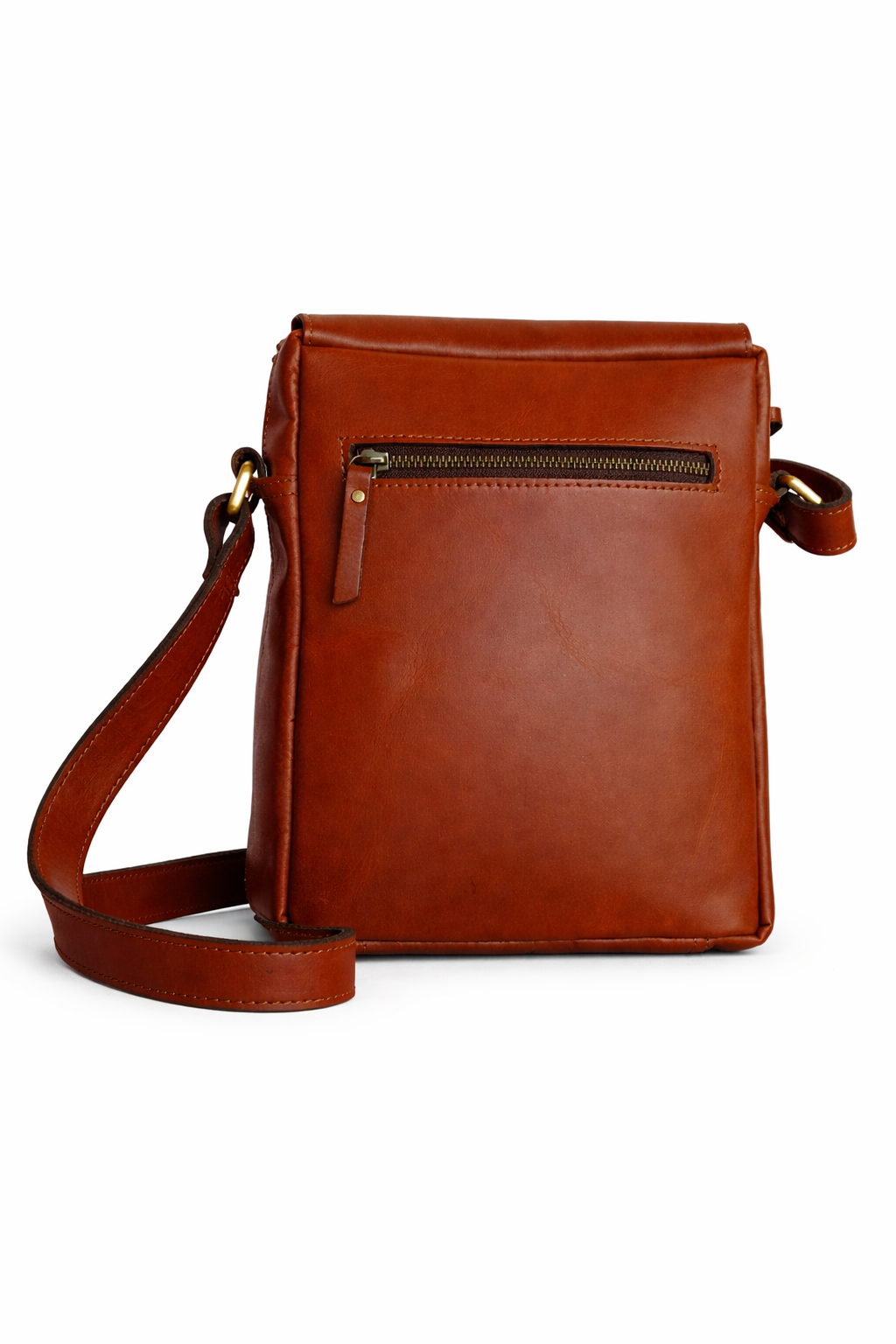 Cognac Tan Leather Crossbody Sling/Messenger Bag