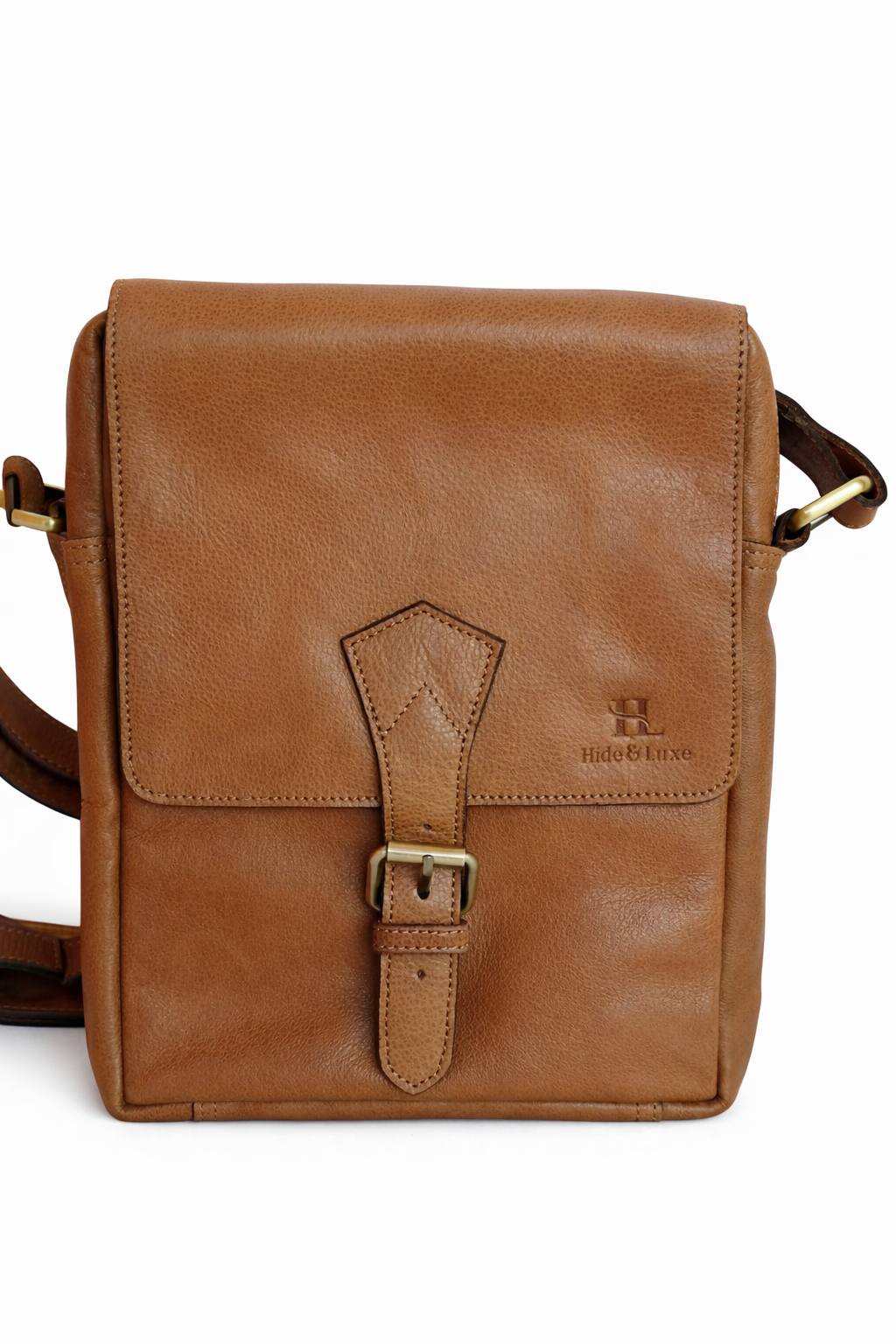 Vintage Chestnut Brown Leather Crossbody Sling/Messenger Bag