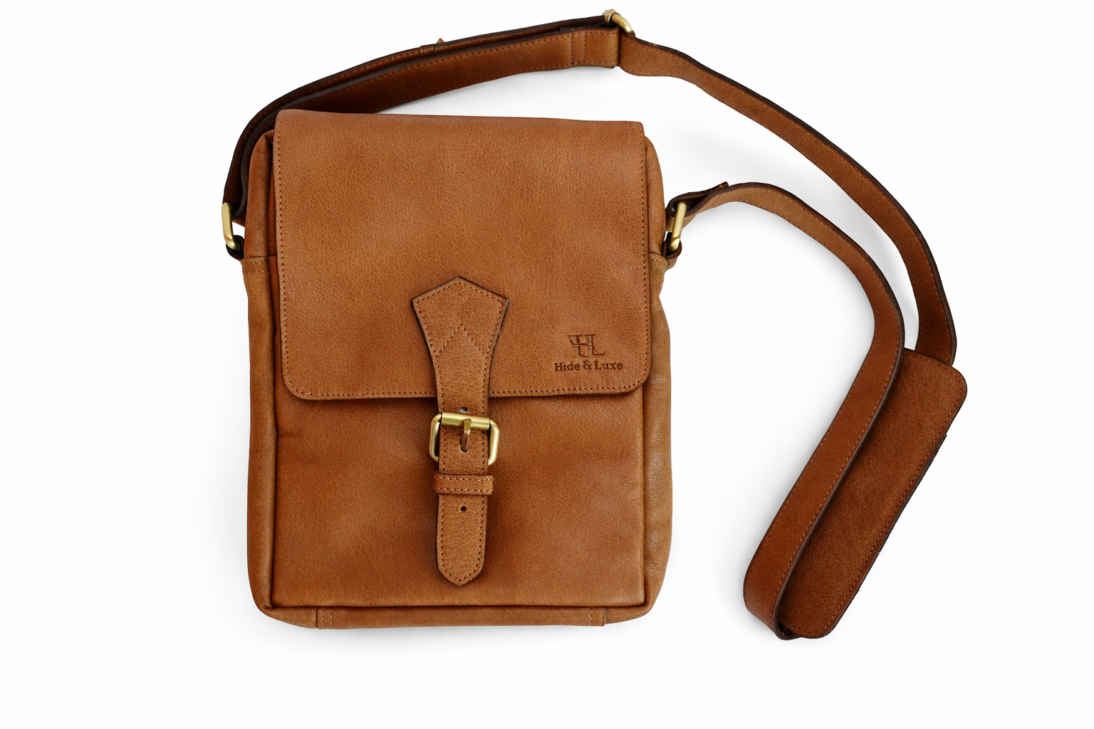 Vintage Chestnut Brown Leather Crossbody Sling/Messenger Bag