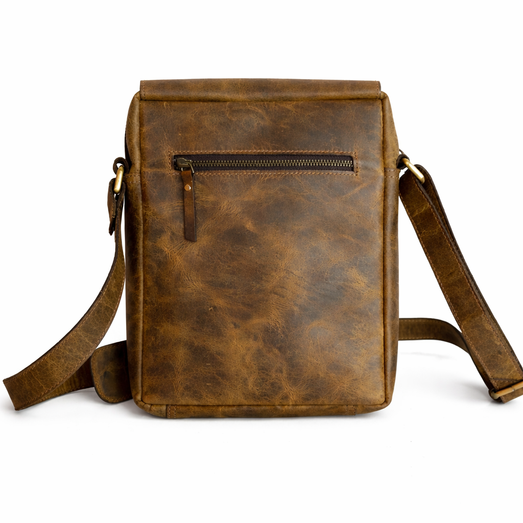Hunter Brown Leather Crossbody Sling Bag