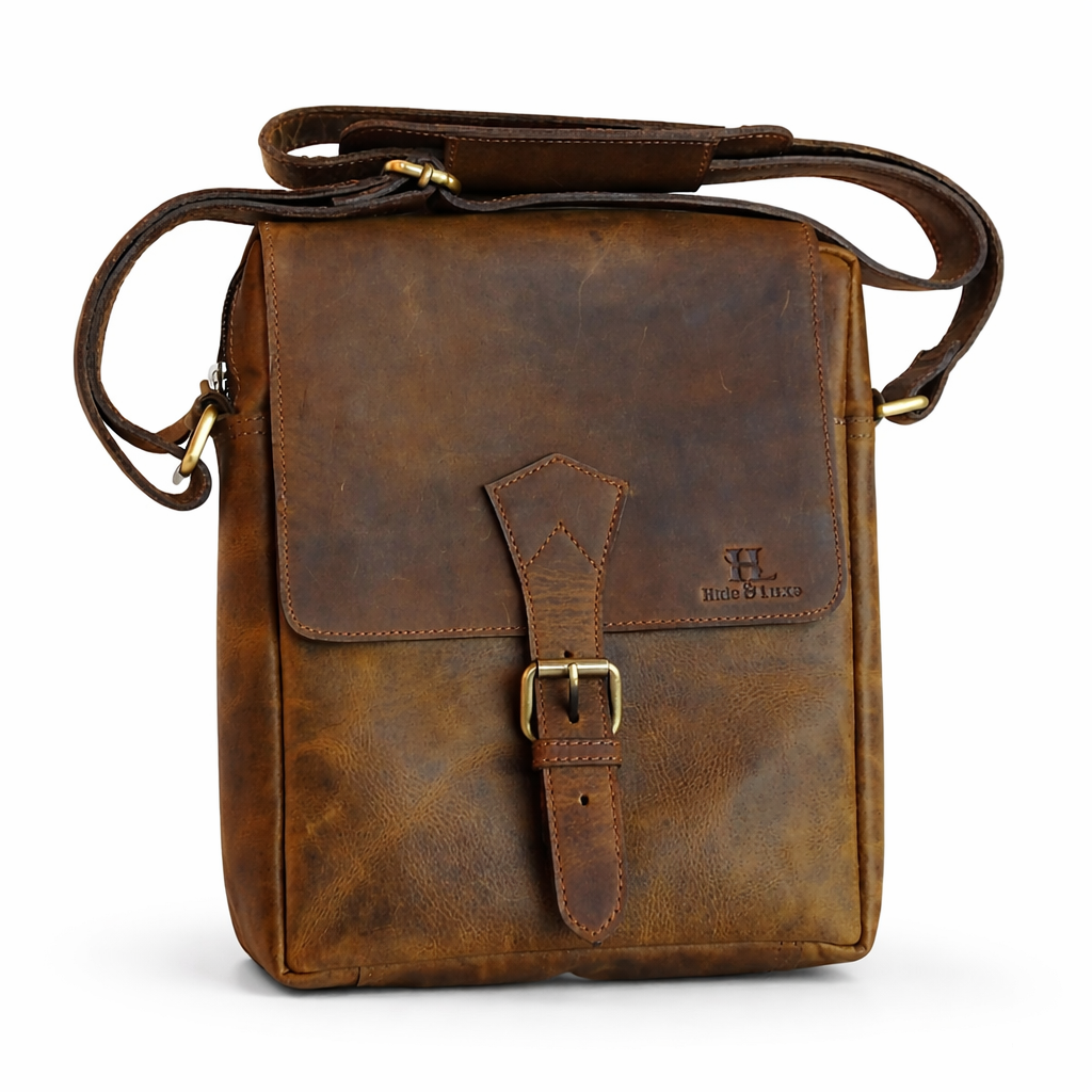 Hunter Brown Leather Crossbody Sling Bag