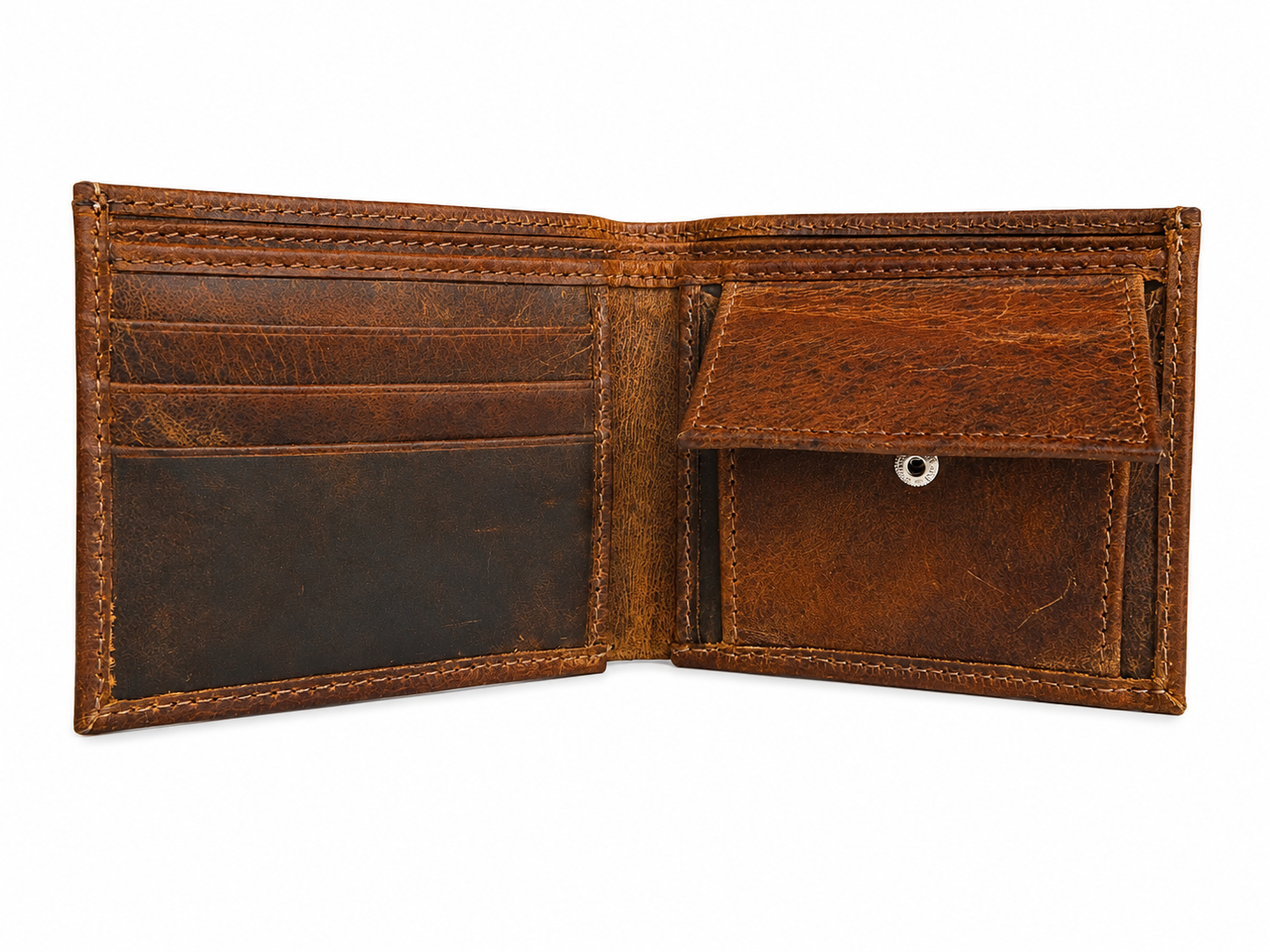 Full Grain Leather Bifold Wallet With Coin Pocket – Yellowish Brown