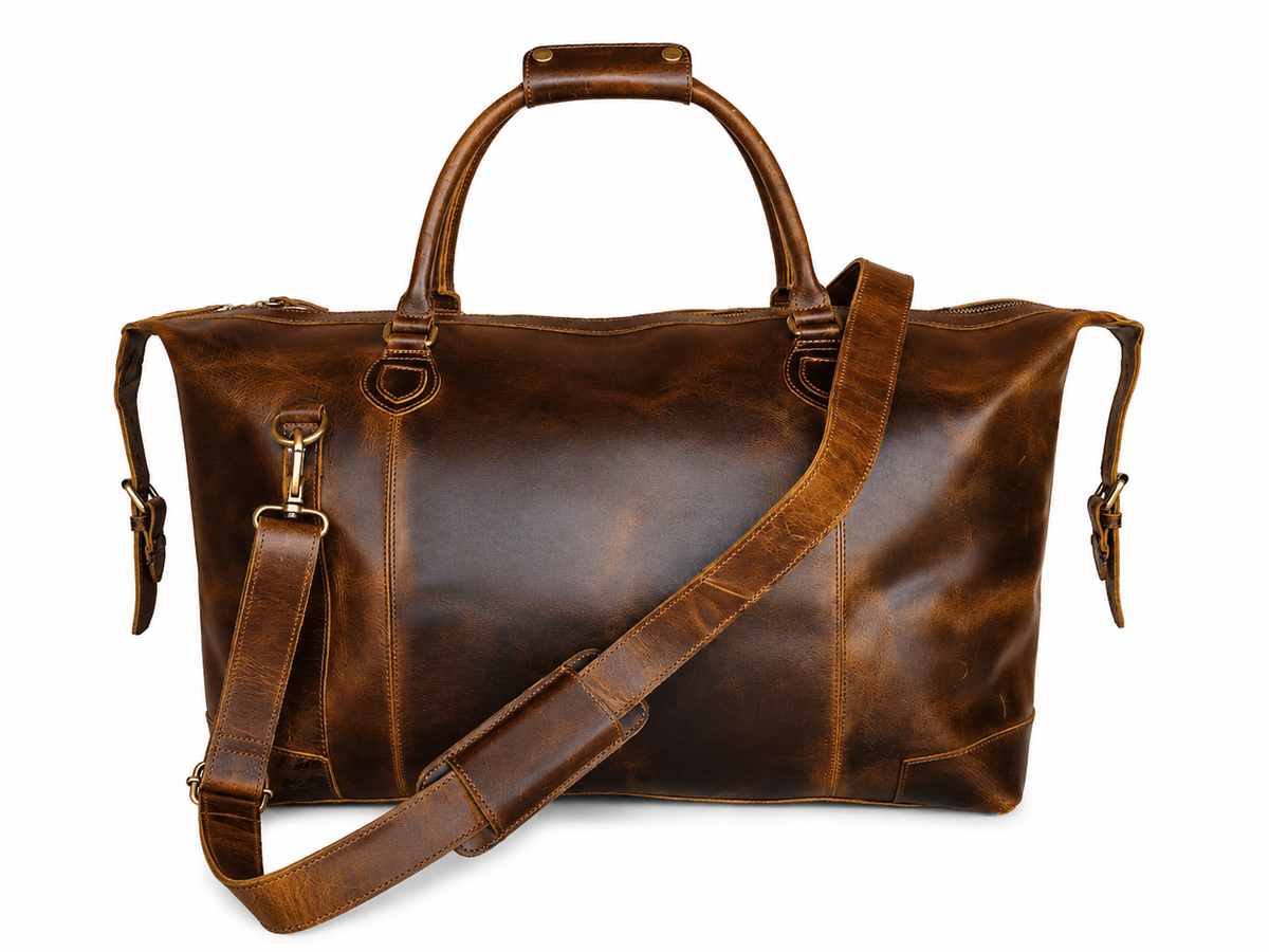 Heritage Dark Brown Buffalo Leather Travel Duffle Bag