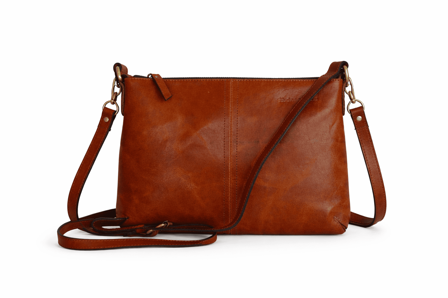 Classic Cognac Leather Crossbody Sling Bag